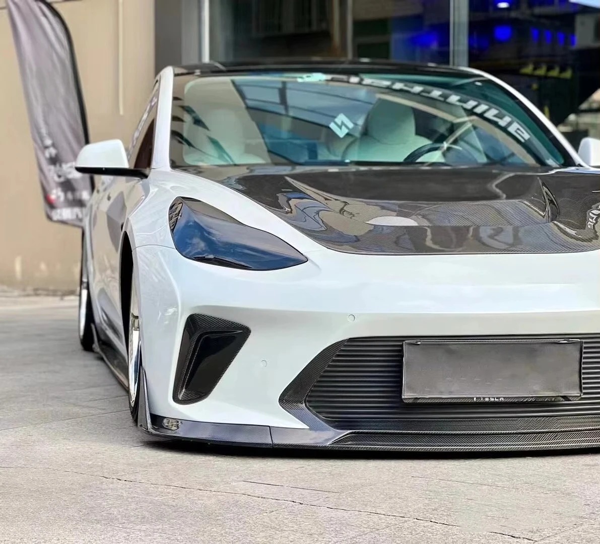 Robot Style Carbon Fiber Front Bumper for  Model 3 2016-2021 Carbon Fiber+FRP Front Bumper